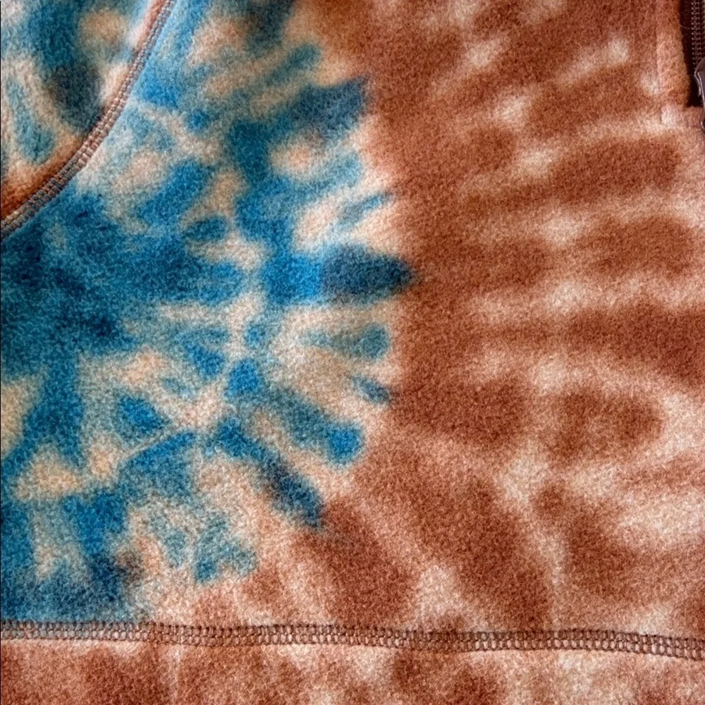 J. Crew Men's Orange and Blue Tie-Dye Zip-Up Sweater